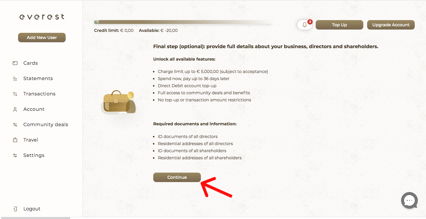 2. How to upgrade your account and benefit from all Everest advantages